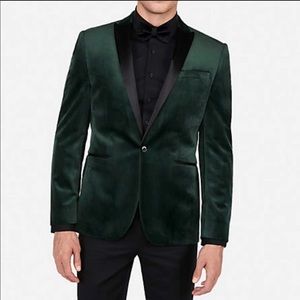Slim Green Velvet Tuxedo Jacket